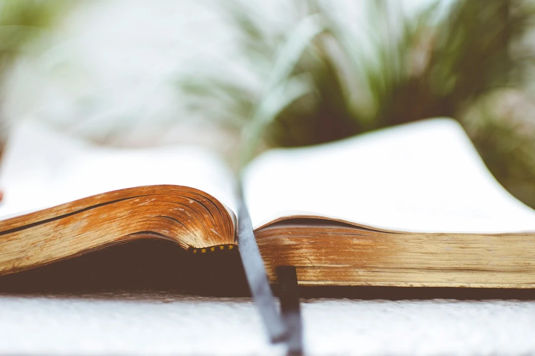 old book laying open on a table