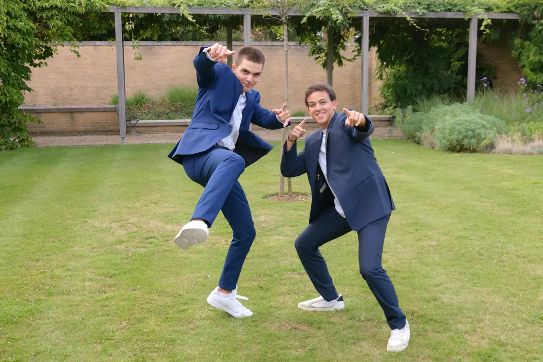 Two students posing for the camera