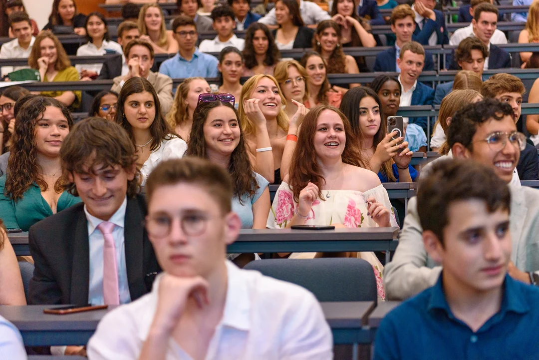 Rows of students in a lecture theatre